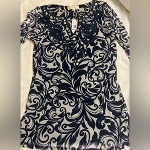 Michael Kors Blue Print Tunic Top BNWT Size 6